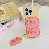 Cifeeo-gifts Cartoon Pink Pig Bell Pendant Phone Case