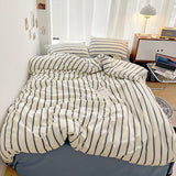 Cifeeo-Green Stripe Series Printed Soft Bedding Set Duvet Cover Bedclothes Bedspread Pillowcases Flat Sheets Comforter Sets for Girls