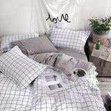 Cifeeo-spring comforter sets Plain Grid Bedding Set