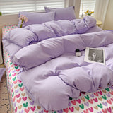 Cifeeo-2025 Spring Bedding Set Purple Bedding Set Ins Nordic Solid Full Queen Size Duvet Cover Flat Sheet Pillowcase No Filler Girl Boys Hotel Home Bed Linens