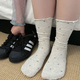 Cifeeo-Polka Dot Socks Feminina Ruffles Womans Ankle Socks Korean Style Kawaii Harajuku Cute Stockings Autumn Thin Japanese Tights 2024