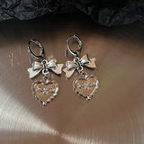 Cifeeo-Vintage Jewelry Y2K Style Vintage Bowknot Pendant Hoop Earrings for Women Egirl Unusual Korean Fashion Aesthetic Bow Ear Rings Y2K Jewelry Accessories