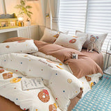 Cifeeo-2025 Spring Bedding Set Cute Boys Duvet Cover Set with Zipper Girls New Flat Bed Sheet Pillowcases No Filler Double Queen Size Adult Kids Bedding Linens