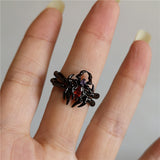 Cifeeo-Vintage Jewelry Y2K Style Vintage Goth Thorny Rose Couple Rings For Men Women Charm Irregularity Opening Stainless Steel Punk Finger Ring Jewelry Y2k Gift