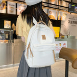 Cifeeo-back to school gifts 2025 Fashion Solid Color Women Backpack Female Kawaii Nylon Travel Bag Korean Portable Schoolbag for Girl Student Cute Bookbag