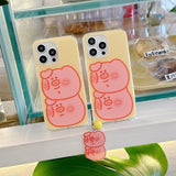 Cifeeo-gifts Cartoon Pink Pig Bell Pendant Phone Case