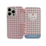 Cifeeo-gifts Simple Blue And Pink Checkered Notebook Phone Case