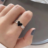 Cifeeo-Vintage Jewelry Y2K Style 1PC Vintage Black Big Cross Open Ring For Women Party Jewelry Men Trendy Gothic Metal Color Finger Ring
