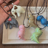 Cifeeo-Vintage Jewelry Y2K Style Sweet Cute Elephant Dinosaur Pendant Necklace for Women Men Fashion Long Rope Chain Necklace Vintage Y2K Jewelry Accessories