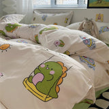 Cifeeo-2025 Spring Bedding Set Kawaii Bear Duvet Cover Set Boys Girl Fashion No Filler Single Full Size Flat Sheet Pillowcase Bedspread Soft Home Textile