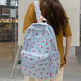 Cifeeo-back to school gifts Women Trendy Print School Bag Female Laptop College Backpack Fashion Lady Kawaii Bag New Girl Cherry Floral Travel Book Backpack