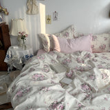 Cifeeo-ins 100% Cotton Bedding Set French Princess Style Duvet Cover Bedclothes Bedspread Pillowcases Flat Sheets Soft Comforter Sets