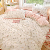 Cifeeo-2025 Spring Bedding Set Ins Pink Flowers Bedding Set Fashion Flat Sheet Duvet Cover No Filling Pillowcase Twin Full Queen Nordic Boy Girl Bed Linen