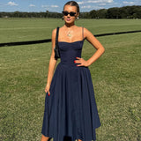 Cifeeo-Elegant Dress for Summer Pink Spaghetti Strap Midi Dress with Pocket Long Party Dresses Holiday Women Clothing