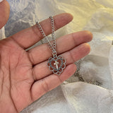 Cifeeo-Vintage Jewelry Y2K Style New Vintage Link Chain Heart Pendant Necklace Female Women's 2024 Fashion Pearl Necklace for Woman Jewelry Gift