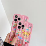 Cifeeo-gifts Cute Pink Oil Painting Bear Phone Case