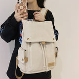 Cifeeo-back to school gifts 2025 Women's Fashion Beige Canvas Backpack Men's Contrast Travel Bag College Girl's Schoolbag Laptop Bag Student Mochila New