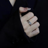 Cifeeo-Vintage Jewelry Y2K Style 1PC Vintage Black Big Cross Open Ring For Women Party Jewelry Men Trendy Gothic Metal Color Finger Ring