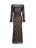 Cifeeo-Summer Long Lace Maxi Formal Occasion Dress Black Lace Up Elegant Event Dresses 2 Pieces Set Women's Clothing
