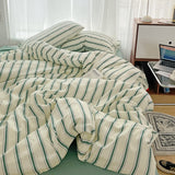 Cifeeo-Green Stripe Series Printed Soft Bedding Set Duvet Cover Bedclothes Bedspread Pillowcases Flat Sheets Comforter Sets for Girls