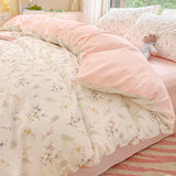 Cifeeo-2025 Spring Bedding Set Ins Pink Flowers Bedding Set Fashion Flat Sheet Duvet Cover No Filling Pillowcase Twin Full Queen Nordic Boy Girl Bed Linen