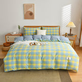 Cifeeo-100% Cotton Bedding Quilt Cover Set with Pillowcase Japan Style Grid  housse de couette 220x240 Duvet Cover set King Size