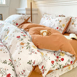 Cifeeo-2025 Spring Bedding Set Cute Korean Duvet Cover Set Floral Style with Flat Sheet Pillowcase No filler Twin Queen Double Girls Boys Home Decor Bed Linens