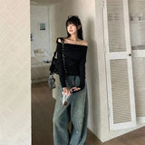 Cifeeo-Vintage Women's Shirt Solid Color Streetwear Hip-Hop Rock Punk All-match Punk Casual Harajuku aesthetic vintage emo girls Chic Crop Tops
