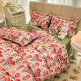 Cifeeo-2025 Spring Bedding Set Cute Carrot Duvet Cover Set with Zipper Kids Kawaii Flat Sheet Pillowcases No Filler Twin Queen Size Girls Boys Gift Bedding Set