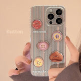 Cifeeo-gifts Cute 3D Button Stripes Glitter Phone Case