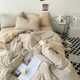 Cifeeo-Striped Plaid Series Bedding Comforter sets Duvet Cover bedsheets set with Pillowcase Bedding Linens Set for Queen/King Bed