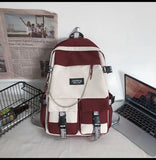 Cifeeo-back to school gifts Japanese Work Clothes Women's Backpack for Girls Panelled Middle High School Bags for Teens Waterproof Women Backpack Luxury New