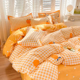 Cifeeo-2025 Spring Bedding Set Cute Cartoon Bedding Set Ins Style Duvet Cover Without Comforter Pillowcases Flat Sheet New Arrival Soft Bed Linens