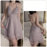 Cifeeo-French Romantic and Sexy Plus Size Lingerie Butterfly Suspender Nightgown Lace Up Outer Robe Pajama Home Suit Set  Sleepwear