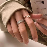 Cifeeo-Vintage Jewelry Y2K Style Punk Silver Color Copper Stars Open Rings for Men Fashion Jewelry Gift Hip Hop Vintage Ring