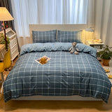 Cifeeo-Grid Series Bedding Comforter Cover Set with Pillowcase bed sheet Single Full Bed Linen Orange Duvet Cover Queen/King Double