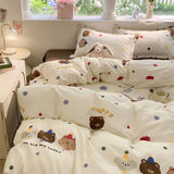 Cifeeo-2025 Spring Bedding Set Cute Dinosaur Bedding Set Ins Style Boys Girls Duvet Cover No Filler Pillowcases Flat Sheet Single Queen Size New Bed Linens