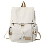 Cifeeo-back to school gifts 2025 Women's Fashion Beige Canvas Backpack Men's Contrast Travel Bag College Girl's Schoolbag Laptop Bag Student Mochila New