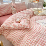 Cifeeo-2025 Spring Bedding Set Solid Bedding Set Nordic Style Flat Sheet Duvet Cover Pillowcase Ins Single Double Full Size Bed Linen Boys Girls Home Textile