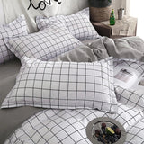 Cifeeo-spring comforter sets Plain Grid Bedding Set
