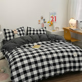 Cifeeo-2025 Spring Bedding Set Japanese Style Bedding Set Simple Nordic Comforter Cover Flat Sheet Pillowcase Single King Size Microfiber Girls Boys Bed Linens