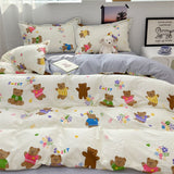 Cifeeo-2025 Spring Bedding Set Fashion Duvet Cover Set No Filler Flat Sheet Pillowcases Boys Girls Cute Twin Queen Size Ins Spring New Bedding Linen