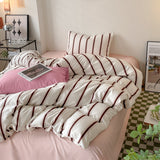 Cifeeo-Ins Stripes Bedding Set with Pillowcase bed sheet Single Full Size Bed Linen Duvet Cover Set Queen/King Double Comforter Cover