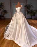 Cifeeo- Gorgeous One Shoulder Wedding Dress Bateau A-Line With Pearl C314