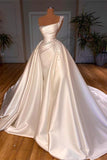 Cifeeo- Gorgeous One Shoulder Wedding Dress Bateau A-Line With Pearl C314