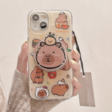 Cifeeo-gifts Kawaii Cartoon Capybara Magnetic Stand Phone Case