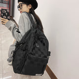 Cifeeo-back to school gifts Female Teenager Book Bags Ladies Nylon College Packet Fashion Women Plaid Leisure School Bag Girl Travel Laptop Student Backpack