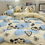 Cifeeo-2025 Spring Bedding Set Fashion Duvet Cover Set No Filler Flat Sheet Pillowcases Boys Girls Cute Twin Queen Size Ins Spring New Bedding Linen