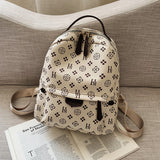 Cifeeo-back to school gifts Small Backpack Women Soft PU Leather Zipper Shoulder Bag Vintage Multifunction Simple Solid Crossbody Bags Travel Daily Bagpack