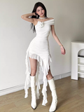 Cifeeo-Christmas Thanksgiving Gift New Year's Eve Dress Irregular fringe tube prom dress Christmas Thanksgiving Gift New Year's Eve Dress1526-back to school dress nye outfits 2025